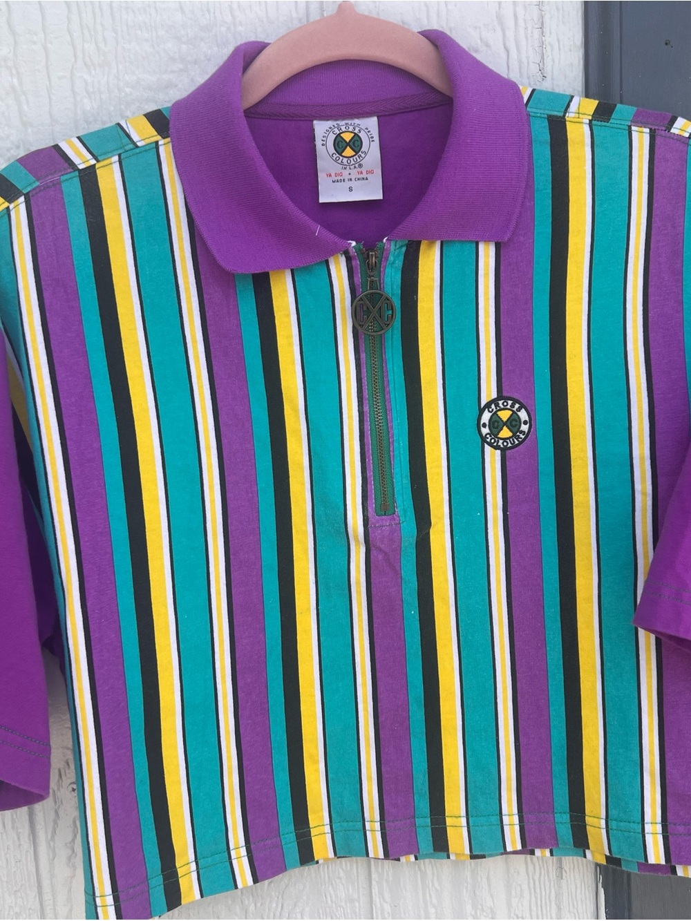 Crosby Kids' Purple Multi-Stripe Zip Polo Shirt